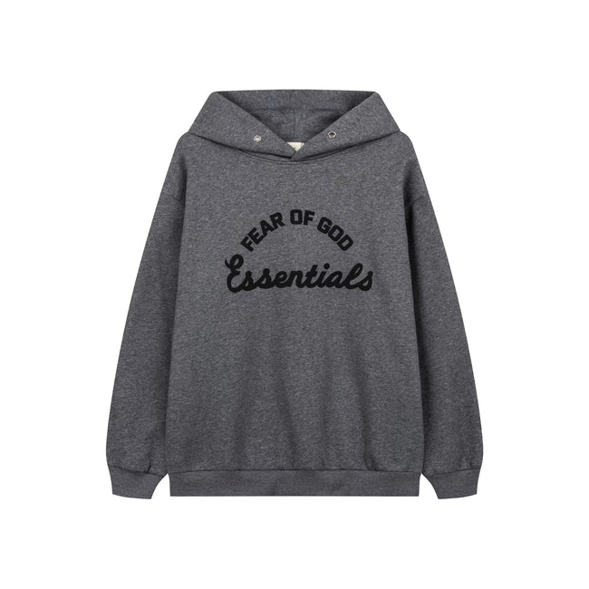 Fog Essentials Dark Heather Grey Oversized Street‑Style Pullover Hoodie Hover Image