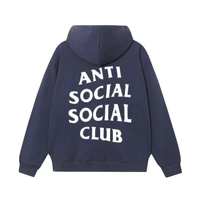 Anti Social Social Club Classic Logo Hoodie - Navy Blue/White Hover Image