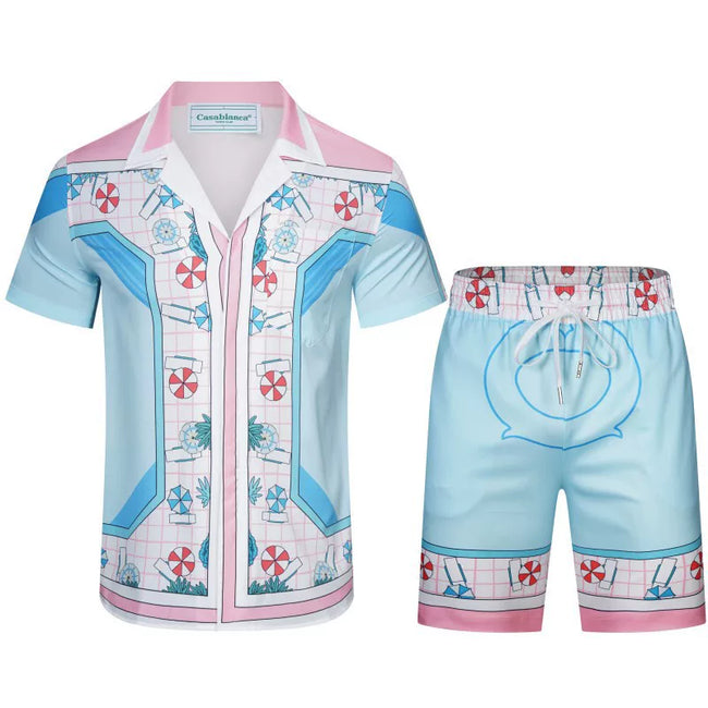 Casablanca Floral Medallion & Stripe Set - Light Blue / Multi Hover Image