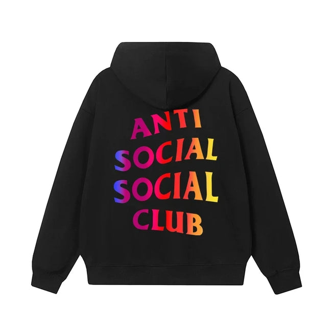 Anti Social Social Club Gradient Rainbow Logo Hoodie - Black Hover Image
