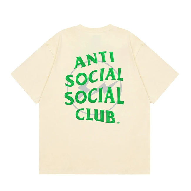 Anti Social Social Club Green Lightning Circle Logo T-Shirt - Cream Hover Image