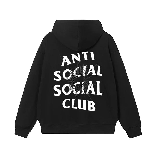 Anti Social Social Club Distressed Texture Logo Hoodie - Black Hover Image