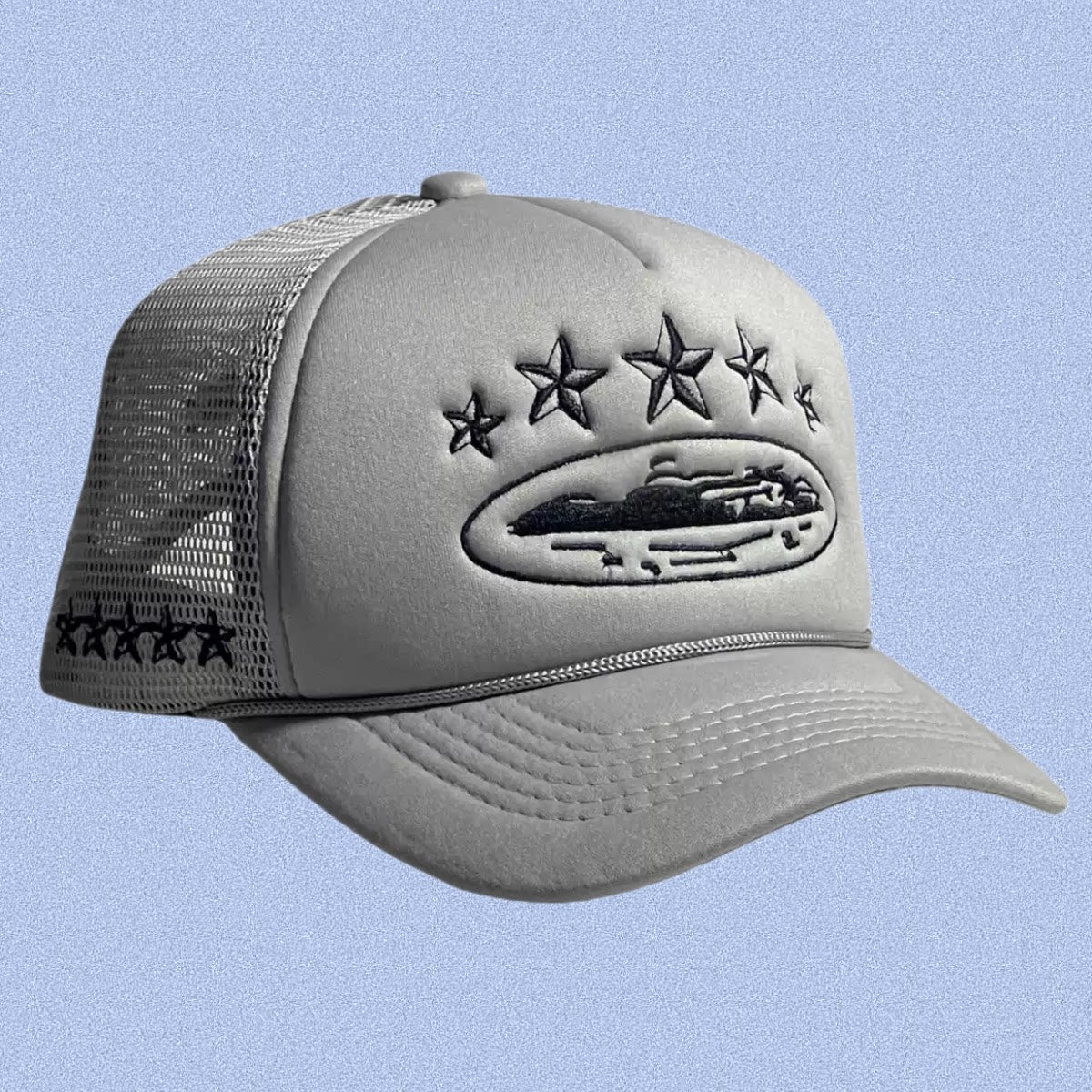 Grey Vintage Trucker Cap | Embroidered Streetwear Hat