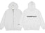 Fog Essentials White Oversized Full‑Zip Hoodie Bold Black Back “ESSENTIALS” Print