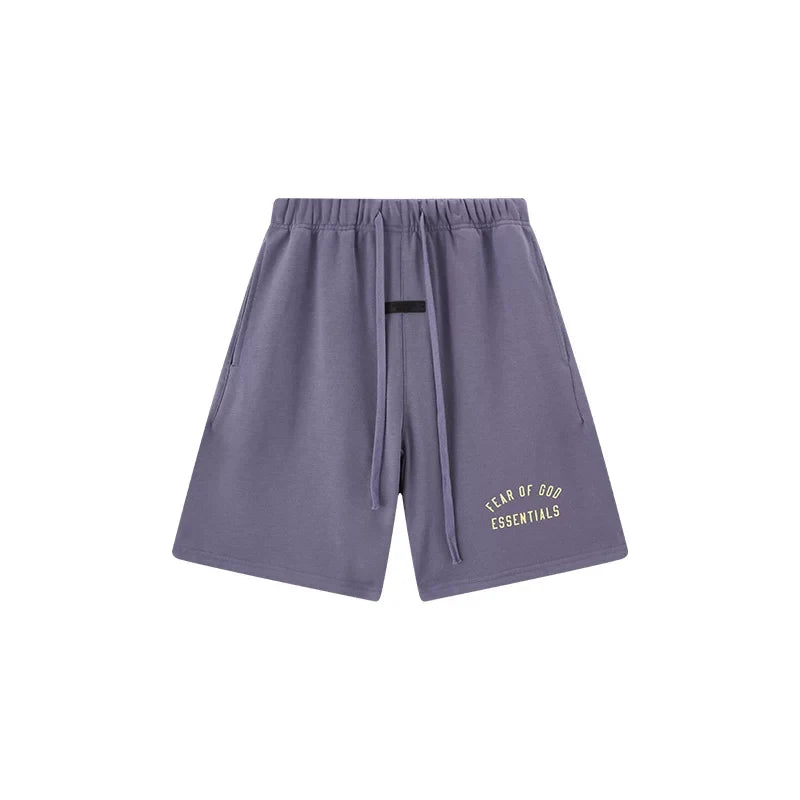 Fog Essentials Washed Purple Signature Shorts – Loose Fit Casual Collection