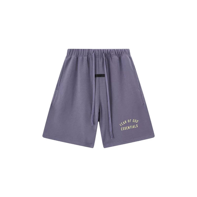 Fog Essentials Washed Purple Signature Shorts – Loose Fit Casual Collection Hover Image