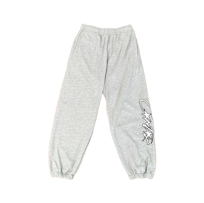 Corteiz “CRTZ” Grey Sweatpants — Signature Script Logo on Relaxed-Fit Joggers Hover Image