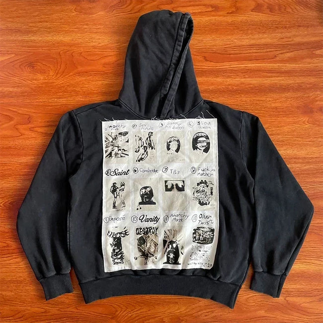 SAINT VANITY Printed Fabric Casual Hooded Sweatshirt Hover Image