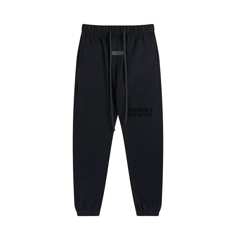 Fog Essentials Black Signature Jogger Pants – Dark Streetwear Loose Fit