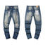 Vintage Washed Ripped Blue Slim Denim Jeans Streetwear Pants