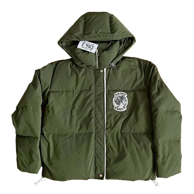 SAINT VANITY Fashion V-neck Hooded Embroidered Down Jacket Main Image