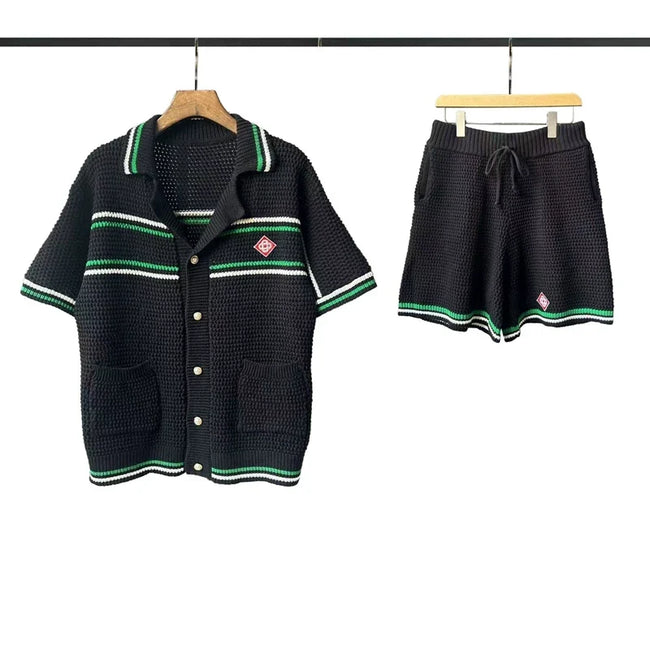 Casablanca Knit Set - Black / White / Green Hover Image