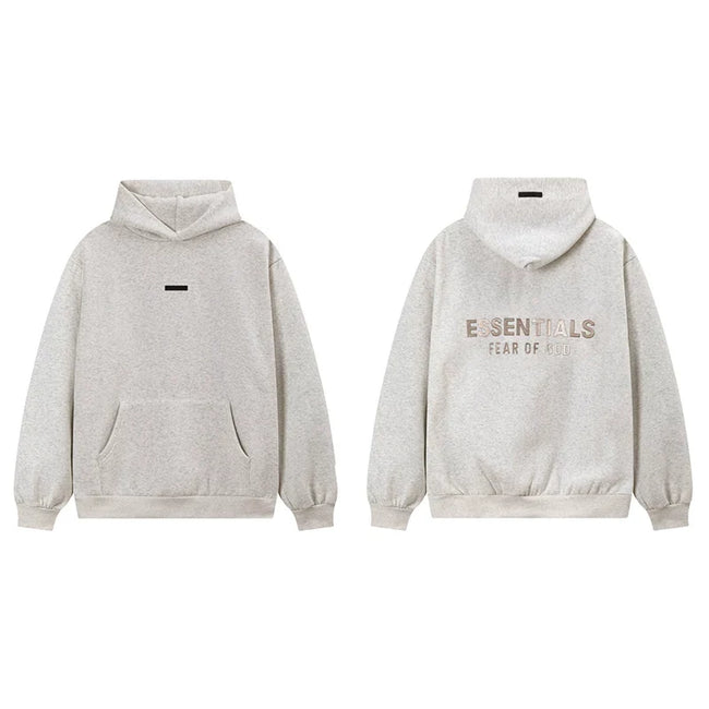 Fog Essentials Cream Off‑White Fleece‑Lined Oversized Pullover Hoodie Chest Logo Hover Image