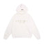 Fog Essentials Cream Off‑White Subtle Metallic Logo Hoodie, Relaxed‑Fit Neutral Pullover Sweatshirt