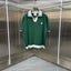 Casablanca Contrast Collar Knit Polo Shirt - Dark Green / White