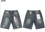 Sunburst Rhinestone Distressed Light‑Wash Denim Shorts