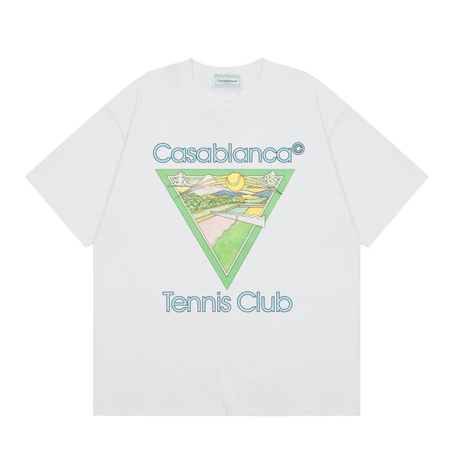 Casablanca Tennis Club Triangle Graphic T-Shirt - White Hover Image