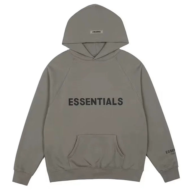 Fog Essentials Dark‑Gray Oversized Pullover Hoodie With Chest Logo Print Hover Image