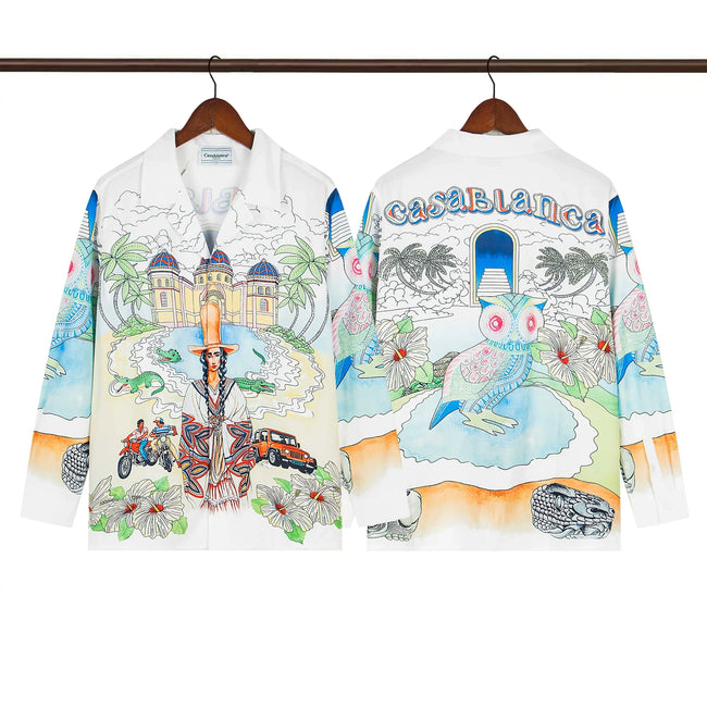 Casablanca Architectural Arch & Racing Silk-Style Shirt - White Hover Image