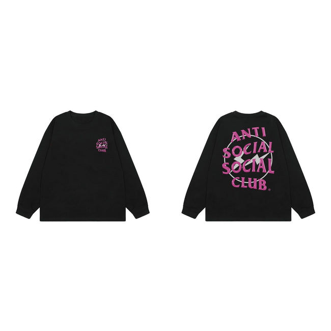 Anti Social Social Club Pink Circle Logo Long Sleeve T-Shirt - Black Hover Image