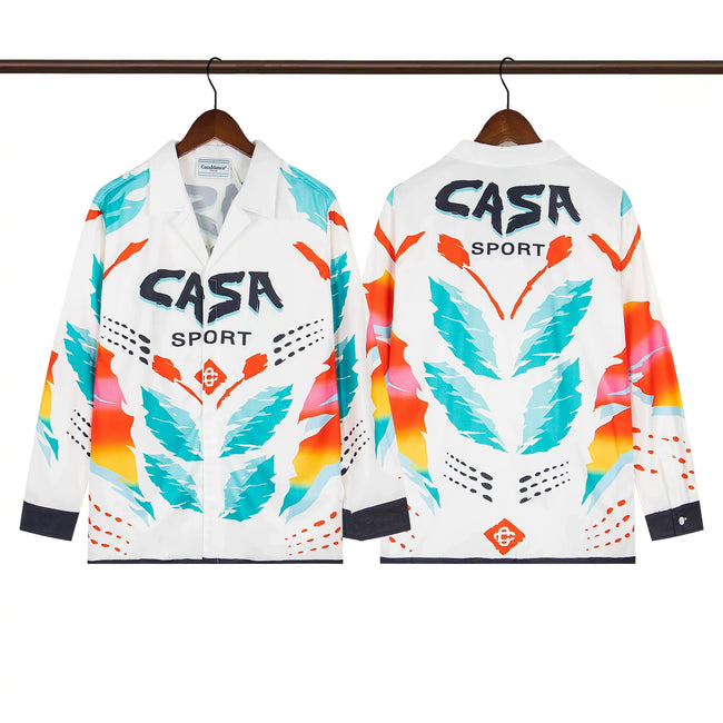 Casablanca Sport Winged Feather Silk-Style Shirt - White Hover Image