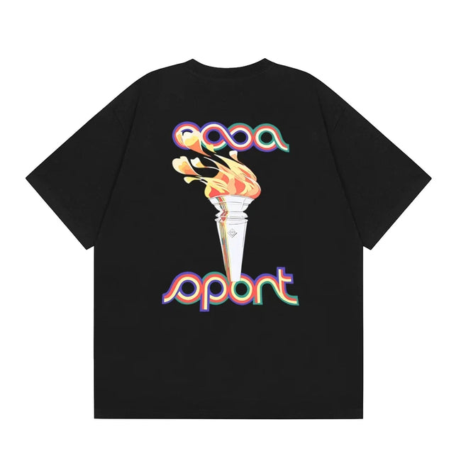 Casablanca Sport Olympic Torch Graphic T-Shirt - Black Hover Image
