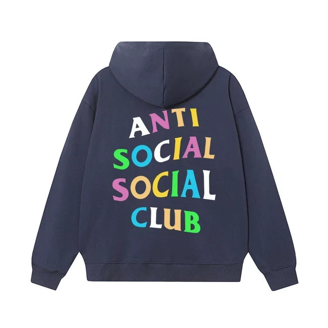 Anti Social Social Club Multi-Color Letters Logo Hoodie - Navy Blue Hover Image