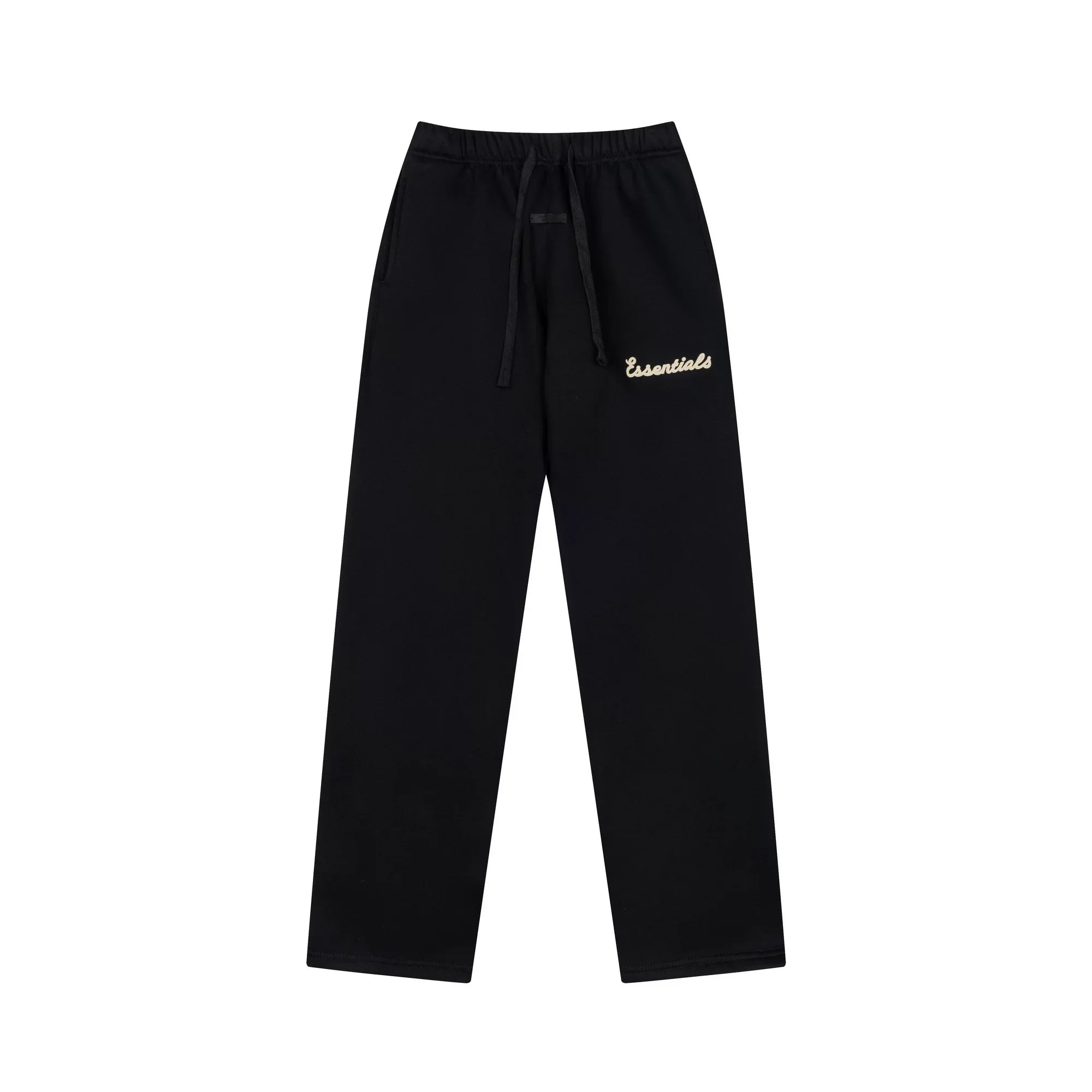 Fog Essentials Contrast Cream Logo Black Straight‑Leg Unisex Sweatpants