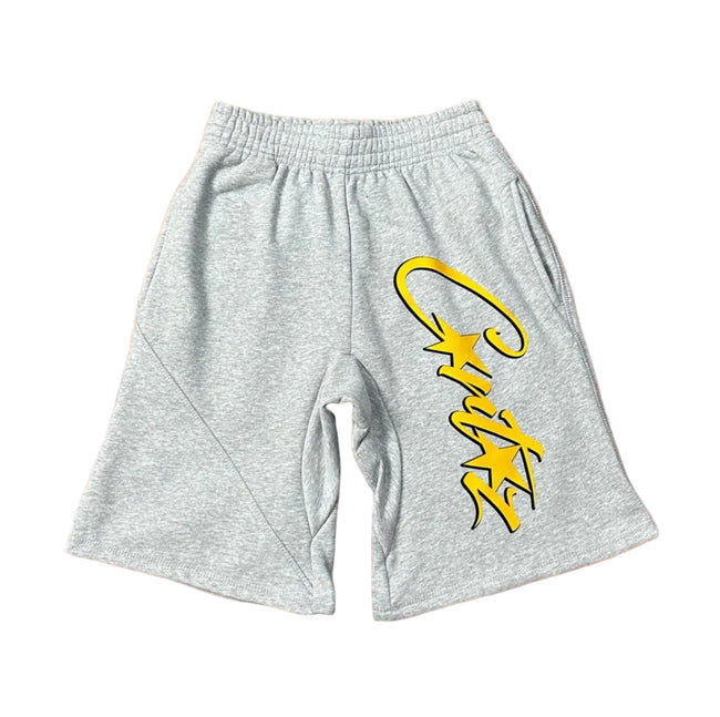 Grey Script Logo Sweat Shorts – Oversized Streetwear Casual Shorts Hover Image