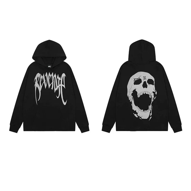 Revenge Black Screaming Skull Arch Logo Pullover Hoodie Hover Image