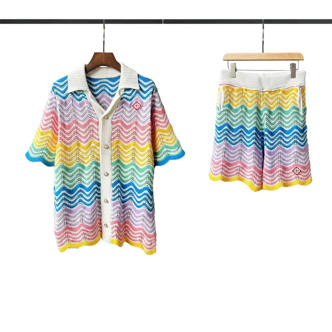 Casablanca Rainbow Wave Knit Set - Multi / Pastels Hover Image