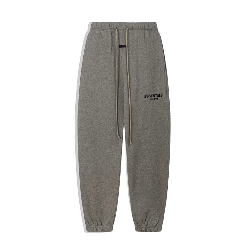 Fog Essentials Small‑Logo Dark Heather‑Grey Heavy‑Weight Relaxed‑Tapered Jogger Pants