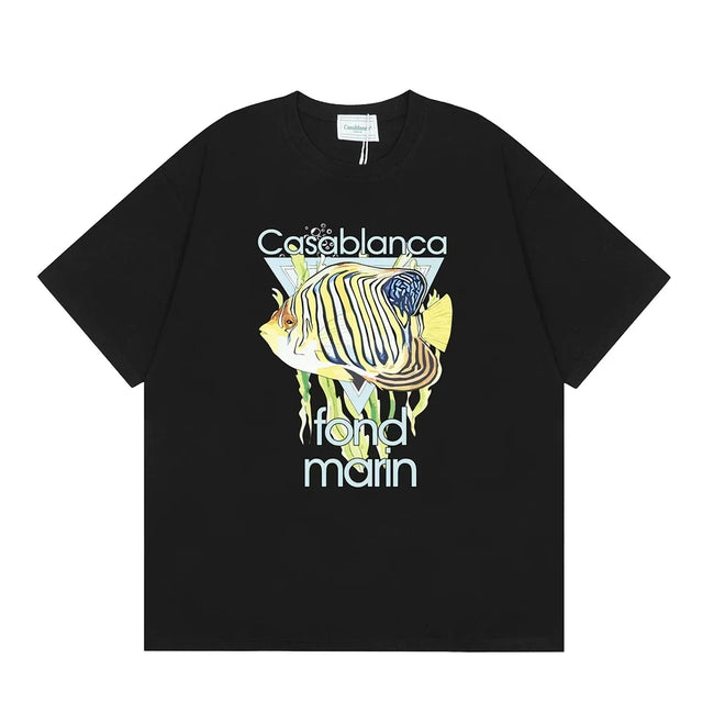 Casablanca "Fonds Marin" Fish Graphic T-Shirt - Black Hover Image
