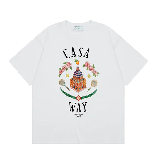 Casablanca "Casa Way" Architectural & Floral T-Shirt - White Hover Image