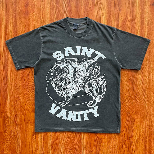 SAINT VANITY ins Same Style Letter Printed Casual Short Sleeve T-shirt Hover Image