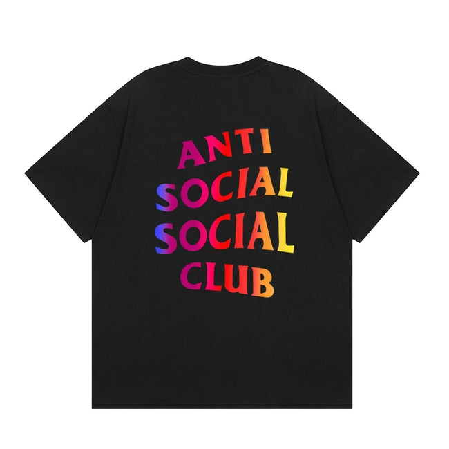 Anti Social Social Club Gradient Rainbow Logo T-Shirt - Black Hover Image