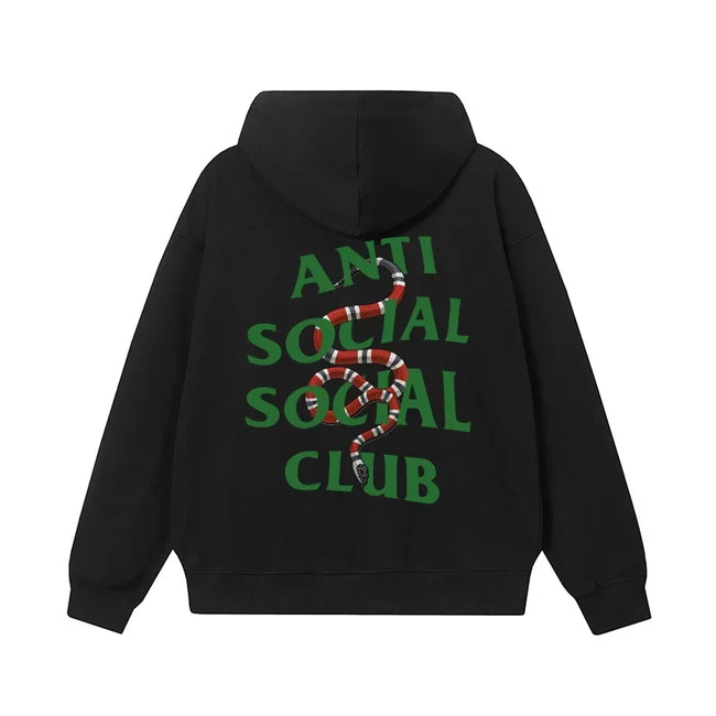 Anti Social Social Club Snake Green Logo Hoodie - Black Hover Image