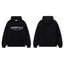 Fog Essentials Black Fleece‑Lined Oversized Pullover Hoodie Metallic Chest Logo