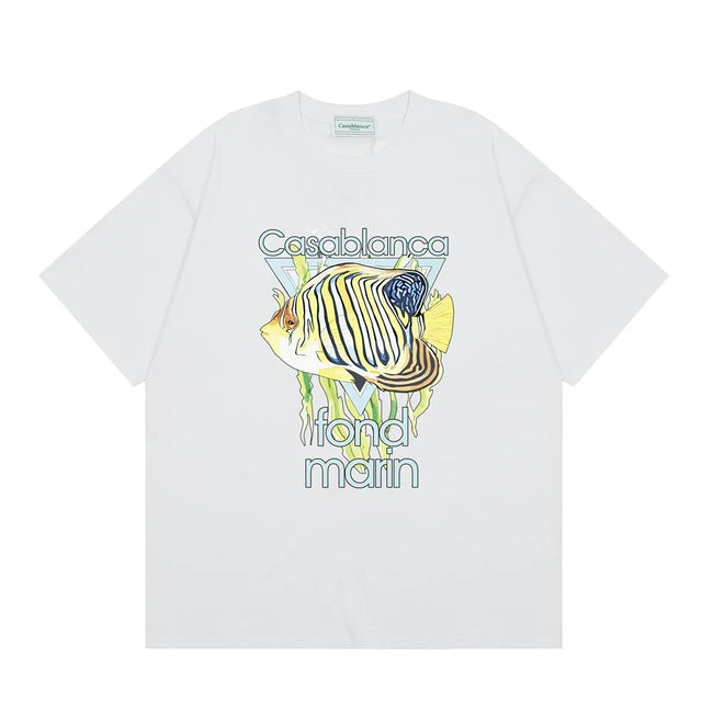 Casablanca "Fonds Marin" Fish Graphic T-Shirt - White Hover Image