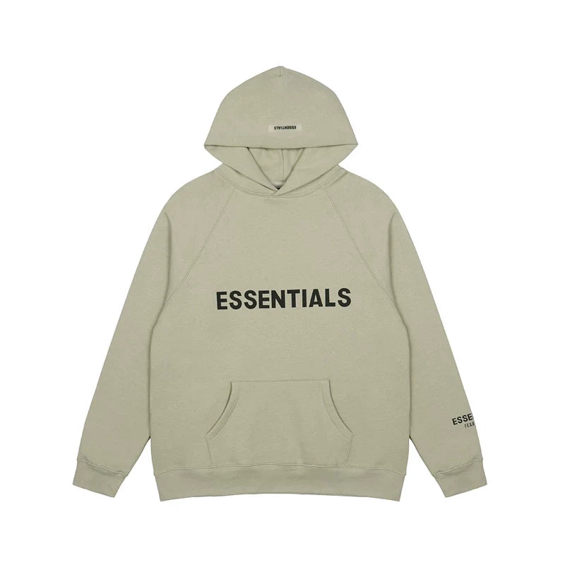 Fog Essentials Sage‑Green Minimalist Oversized Street‑Wear Hoodie