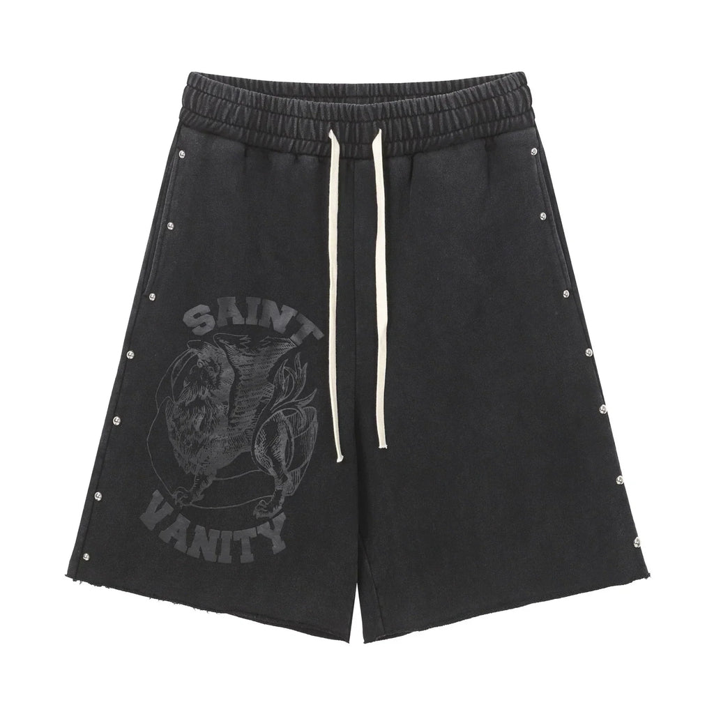 SAINT VANITY Washed Water Drilling Shorts, Five-Piece Set