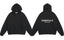 Fog Essentials Black Zip‑Up Hoodie, Contrast White Bold Back Logo Oversized Street‑Wear Jacket