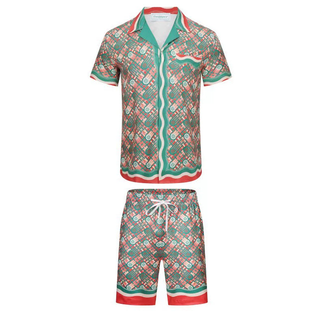 Casablanca Olive Green Monogram Print Set - Olive / Red / White Hover Image