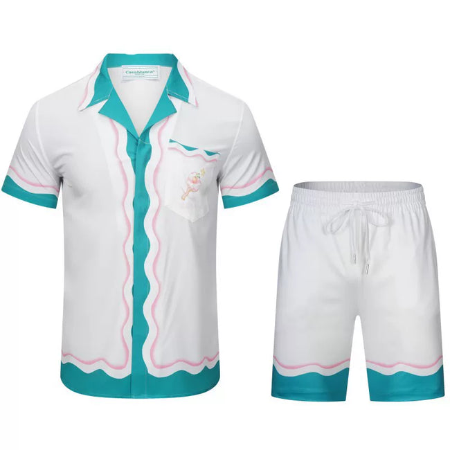 Casablanca Scallop Trim Border Set - White / Teal Hover Image