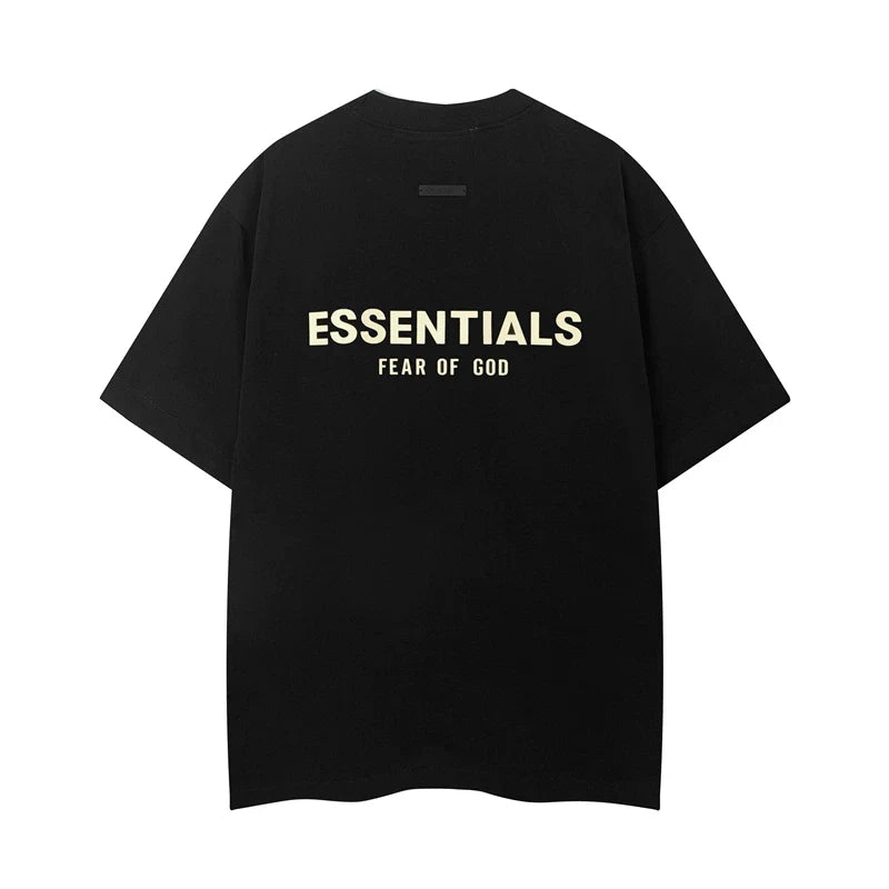 Fog Essentials Gold Letter Print Oversized Short‑Sleeve T‑Shirt Hip‑Hop Streetwear Casual Top