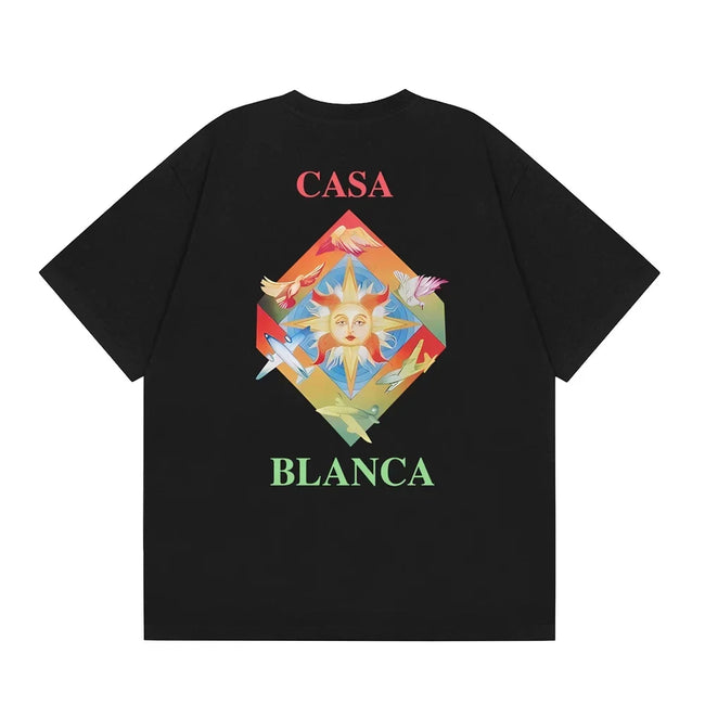 Casablanca Sunburst Diamond Logo T-Shirt - Black Hover Image