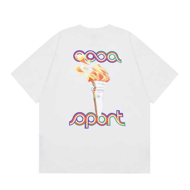 Casablanca Sport Olympic Torch Graphic T-Shirt - White Hover Image