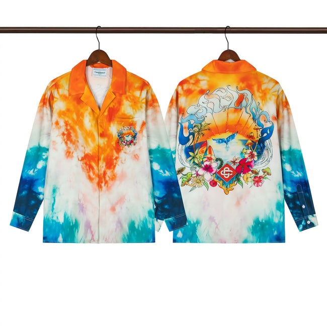 Casablanca Tie-Dye Flame & Floral Silk-Style Shirt - Multi Hover Image