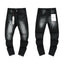 Ripped White Paint-Splatter Black Slim Denim Jeans Streetwear Pants