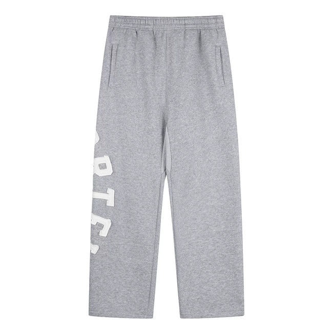 Grey Graphic Straight-Leg Sweatpants | Minimalist Streetwear Pants with Side Letter Detail Hover Image